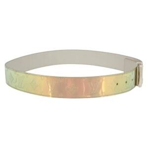 Louis Vuitton Monogram Prism Ceinture LV Shape Belt Silver